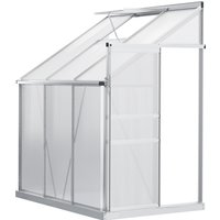 Product photograph of Outsunny Walk In Plastic Greenhouse Lean To Greenhouse With Adjustable Roof Vent Rain Gutter And Sliding Door 2 X 1 2 X 2m Sliver Aosom Uk from Aosom UK