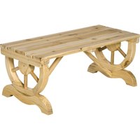 Product photograph of Outsunny 2-person Garden Bench Rustic Wooden Outdoor Bench With Wheel-shaped Legs Slatted Seat For Patio Natural Wood Effect from Aosom UK