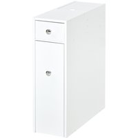 Product photograph of Homcom Slim Bathroom Cabinet Freestanding Wooden Bathroom Cupboard Toilet Paper Holder Durable White Aosom Uk from Aosom UK