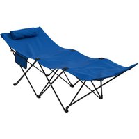 Product photograph of Outsunny Portable Sun Lounger Foldable Outdoor Recliner Chair With Side Pocket Headrest Oxford Fabric For Beach Garden Dark Blue Aosom Uk from Aosom UK