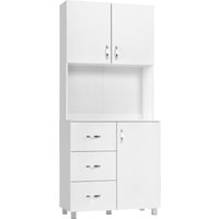 Product photograph of Homcom Free Standing Kitchen Cabinet Cupboard With 2 Cabinet 3 Drawers And 1 Open Space Adjustable Height Storage Unit White from Aosom UK