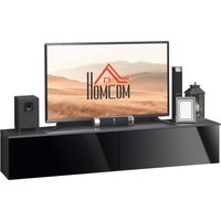 Product photograph of Homcom Floating Tv Unit Stand For Tvs Up To 70 With High Gloss Effect Wall Mounted Media Console With Storage Cupboards Grey And Black from Aosom UK