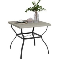 Product photograph of Outsunny Dia 80cm Square Garden Dining Table With Umbrella Hole Outdoor Dining Table With Marble Effect Top For 4 People Black Aosom Uk from Aosom UK