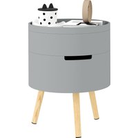 Product photograph of Homcom 3-tier Coffee Table Round End Table With 2 Hidden Compartments And Detachable Tray Side Table With Storage For Living Room Grey from Aosom UK