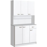 Product photograph of Homcom Kitchen Cupboard Freestanding Kitchen Storage Cabinet With 6 Doors Drawer Adjustable Shelves And Open Countertop For Dining Room White from Aosom UK