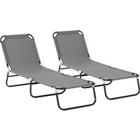 Product photograph of Outsunny Portable Sun Lounger Set 2 Pieces With 5-position Adjustable Backrest Foldable Recliner Lightweight Frame Grey Aosom Uk from Aosom UK