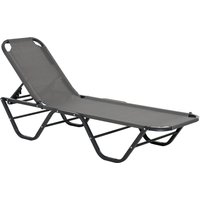 Product photograph of Outsunny Sun Lounger Relaxer Recliner With 5-position Adjustable Backrest Lightweight Frame For Pool Or Sun Bathing Grey Aosom Uk from Aosom UK