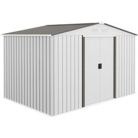 Product photograph of Outsunny 9 X 6ft Garden Storage Shed Metal Outdoor Storage Shed House With Floor Foundation Ventilation Doors Grey Aosom Uk from Aosom UK