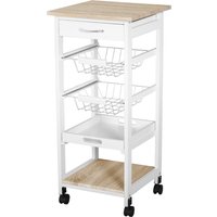 Product photograph of Homcom Mobile Rolling Kitchen Island Trolley For Living Room Serving Cart With Drawer Basket White Aosom Uk from Aosom UK