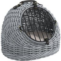 Product photograph of Pawhut Wicker Cat Carrier Portable Pet Basket With Cushion And Handle Travel Cage For Cats And Kittens Grey 50 X 40 X 40 Cm Aosom Uk from Aosom UK