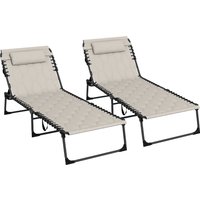 Product photograph of Outsunny Foldable Sun Lounger Set W 5-level Reclining Back Outdoor Tanning Chairs W Build-in Padded Seat Sun Loungers W Side Pocket Aosom Uk from Aosom UK
