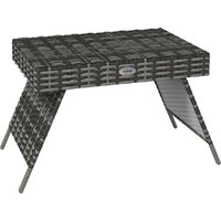 Product photograph of Outsunny Rattan Coffee Table Foldable Metal Frame Side Table For Outdoor Garden Lawn Mixed Grey Aosom Uk from Aosom UK