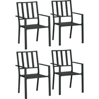 Product photograph of Outsunny 4 Pcs Patio Dining Chairs With Metal Slatted Design Black from Aosom UK