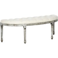 Product photograph of Homcom Ottoman Footstool Half-circle End Bench With Tufted Padded Seat And Brushed Wood Base Antique Accents Cream White from Aosom UK