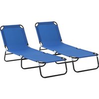 Product photograph of Outsunny 2-piece Portable Sun Lounger Set 5-position Adjustable Backrest Foldable Lightweight Blue Aosom Uk from Aosom UK
