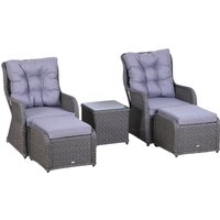 Product photograph of Outsunny 2 Seater Deluxe Garden Rattan Furniture Sofa Chair Stool Table Set Patio Wicker Weave Furniture Set Aluminium Frame Grey Aosom Uk from Aosom UK
