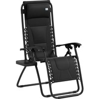 Product photograph of Outsunny Foldable Reclining Garden Chair Zero Gravity Chair With Padded Seat Cup Holder Adjustable Backrest Pillow For Outdoor Patio Deck Black from Aosom UK