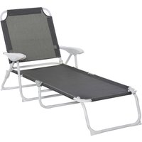 Product photograph of Outsunny Reclining Sun Lounger Folding Patio Chair With 4-level Adjustable Backrest Grey Aosom Uk from Aosom UK