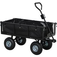 Product photograph of Outsunny 114l Steel Frame Garden Cart Trolley - Black from Aosom UK