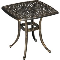 Product photograph of Outsunny Patio Side Table Cast Aluminium 38mm Umbrella Hole 54x54cm Outdoor Coffee Table Bronze Aosom Uk from Aosom UK