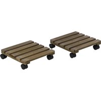 Product photograph of Outsunny 2 Pack Plant Stand With Wheels Flowerpot Holder Wooden Flower Display Stand For Indoor Outdoor Living Room Entryway from Aosom UK