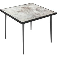 Product photograph of Outsunny Square Outdoor Dining Table Grey 4-seater Garden Table With Marble Effect Tempered Glass Top And Steel Frame from Aosom UK