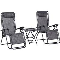 Product photograph of Outsunny Folding Zero Gravity Sun Lounger And Table Set Reclining Garden Chairs With Cup Holders Light Grey Aosom Uk from Aosom UK