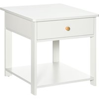 Product photograph of Homcom Bedside Table With Drawer And Bottom Shelf Square Side End Table For Bedroom Living Room White from Aosom UK