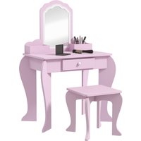 Product photograph of Zonekiz Child S Vanity Set With Cloud-shaped Mirror Stool Drawer And Storage Compartments Pink Aosom Uk from Aosom UK