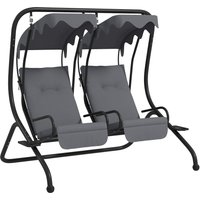 Product photograph of Outsunny Canopy Swing Chair Modern Garden Swing Seat Outdoor Relax Chairs W 2 Separate Chairs Cushions And Removable Shade Canopy Grey Aosom Uk from Aosom UK