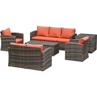 Product photograph of Outsunny 7-seater Outdoor Rattan Wicker Sofa Set Sectional Patio Conversation Furniture Set W Storage Table Cushion Mixed Brown Aosom Uk from Aosom UK