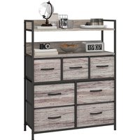 Product photograph of Homcom Rustic Chest Of Seven Fabric Drawers - Grey Wood Effect Aosom Uk from Aosom UK