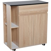 Product photograph of Homcom Kitchen Storage Trolley Cart Cupboard Rolling Island Shelves Cabinet With Door And Drawer Locking Wheels from Aosom UK