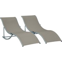 Product photograph of Outsunny Set Of 2 S-shaped Foldable Lounge Chair Sun Lounger Reclining Outdoor Chair For Patio Beach Garden Light Grey from Aosom UK