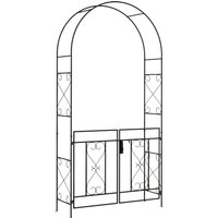 Product photograph of Outsunny Outdoor Garden Arch With Double Gates Metal Garden Arbor For Climbing Plants Roses Vines 114l X 36w X 232hcm Black from Aosom UK