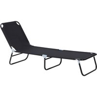 Product photograph of Outsunny Portable Sun Lounger Folding Recliner For Poolside Relaxation Adjustable Backrest Jet Black from Aosom UK