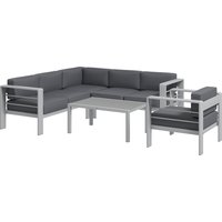 Product photograph of Outsunny Five-piece Aluminium Garden Sofa Set With Glass-top Table - Grey Aosom Uk from Aosom UK