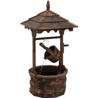 Product photograph of Outsunny Fir Wood Outdoor Garden D Cor Wishing Well Waterfall Aosom Uk from Aosom UK