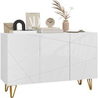 Product photograph of Homcom Storage Cabinet With High Gloss Front Freestanding Sideboard With Adjustable Shelves Soft-close Doors And Gold Tone Hairpin Legs Aosom Uk from Aosom UK