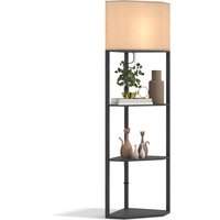Product photograph of Homcom Floor Lamp With Shelves Pull Chain Switch Floor Standing Lamp Modern Tall Standing Lamps For Living Room Bedroom Black Aosom Uk from Aosom UK
