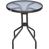 Product photograph of Outsunny Round Metal Garden Table 60cm Diameter Tempered Glass Top Outdoor Patio Furniture Black Aosom Uk from Aosom UK