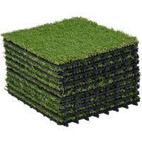 Product photograph of Outsunny 10 Pcs 30 X 30cm Artificial Grass Turf 25mm Pile Height Grass Carpet Fake Grass Mat Uv Resistance For Outdoor Aosom Uk from Aosom UK