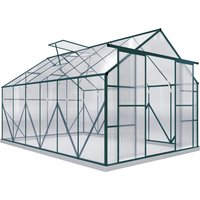 Product photograph of Outsunny Aluminium Greenhouse Polycarbonate Walk-in Garden Greenhouse Kit With Adjustable Roof Vent Rain Gutter And Foundation 8 X 12ft Clear from Aosom UK