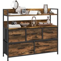 Product photograph of Homcom Rustic Chest Of Five Fabric Drawers - Brown Wood Effect Aosom Uk from Aosom UK
