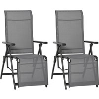 Product photograph of Outsunny Adjustable Sun Lounger Set Folding Chaise Reclining Lounge Chairs W 10 Back And Leg Positions Breathable Mesh Fabric Footrest Grey from Aosom UK