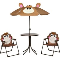 Product photograph of Outsunny Kids Picnic Table Chair Set Outdoor Folding Garden Furniture W Removable Adjustable Sun Umbrella Ages 3-6 Years Brown Aosom Uk from Aosom UK