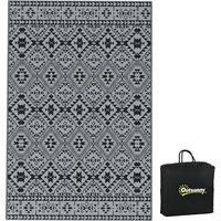 Product photograph of Outsunny Reversible Rv Outdoor Rug Plastic Straw With Carry Bag 182 X 274cm Black And Grey Aosom Uk from Aosom UK