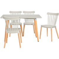 Product photograph of Homcom 5 Piece Dining Table Set With Beech Wood Legs Space Saving Table And 4 Chairs For Small Kitchens Grey Aosom Uk from Aosom UK
