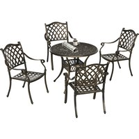 Product photograph of Outsunny 5-piece Outdoor Furniture Dining Set Cast Aluminum Conversation Set Includes 4 Chairs 1 Round Table With Umbrella Hole For Patio Garden from Aosom UK