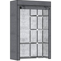 Product photograph of Homcom Rail And Six Shelf Fabric Wardrobe - Dark Grey from Aosom UK